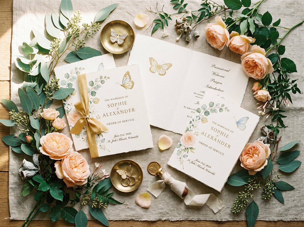 Page: Wedding Stationery Archives - Wedding Table Plans. Context: A0005 Butterfly Order of Service £